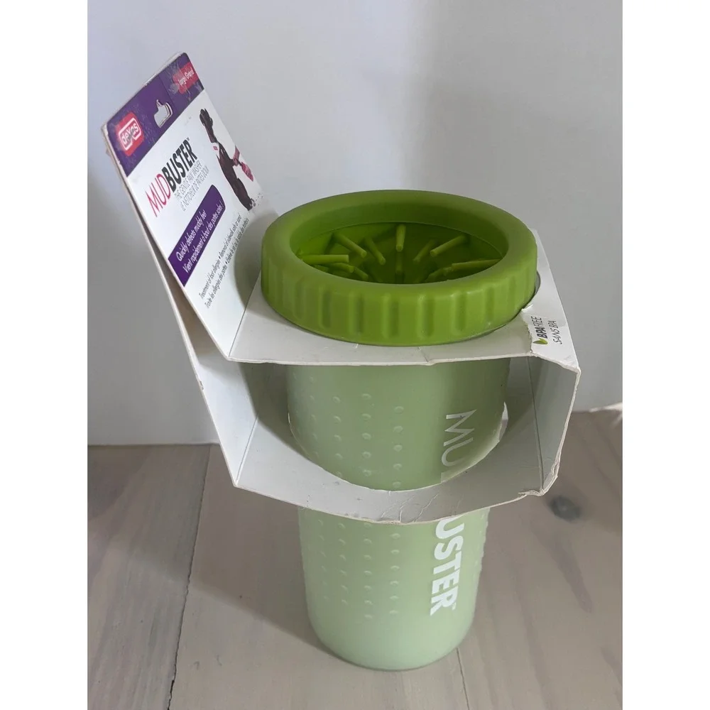 Dexas MudBuster Portable Dog Paw Washer Large Green Silicone Bristles 69676 GRN
